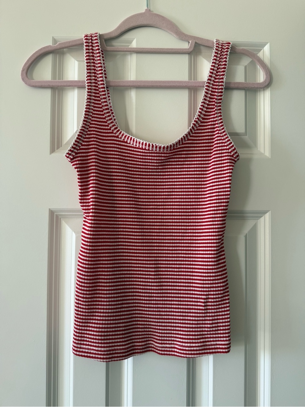 Universal Thread Red and White Ribbed Stripe Tank